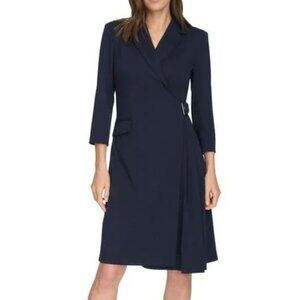 Calvin Klein Midnight Blue Buckle Wrap Blazer Dress. Sz: 12
